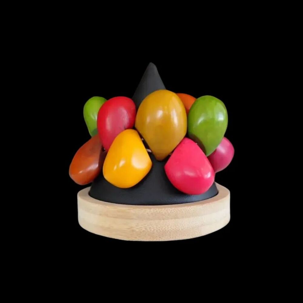 Tagua Nut Chunky Stretch Bracelet Colorful Bright Fruit Statement One of a Kind